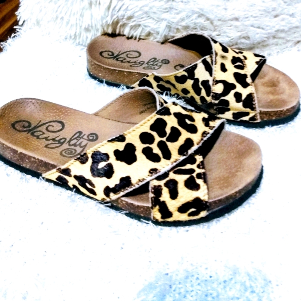 Naughty Monkey Leppard print sandels size 7